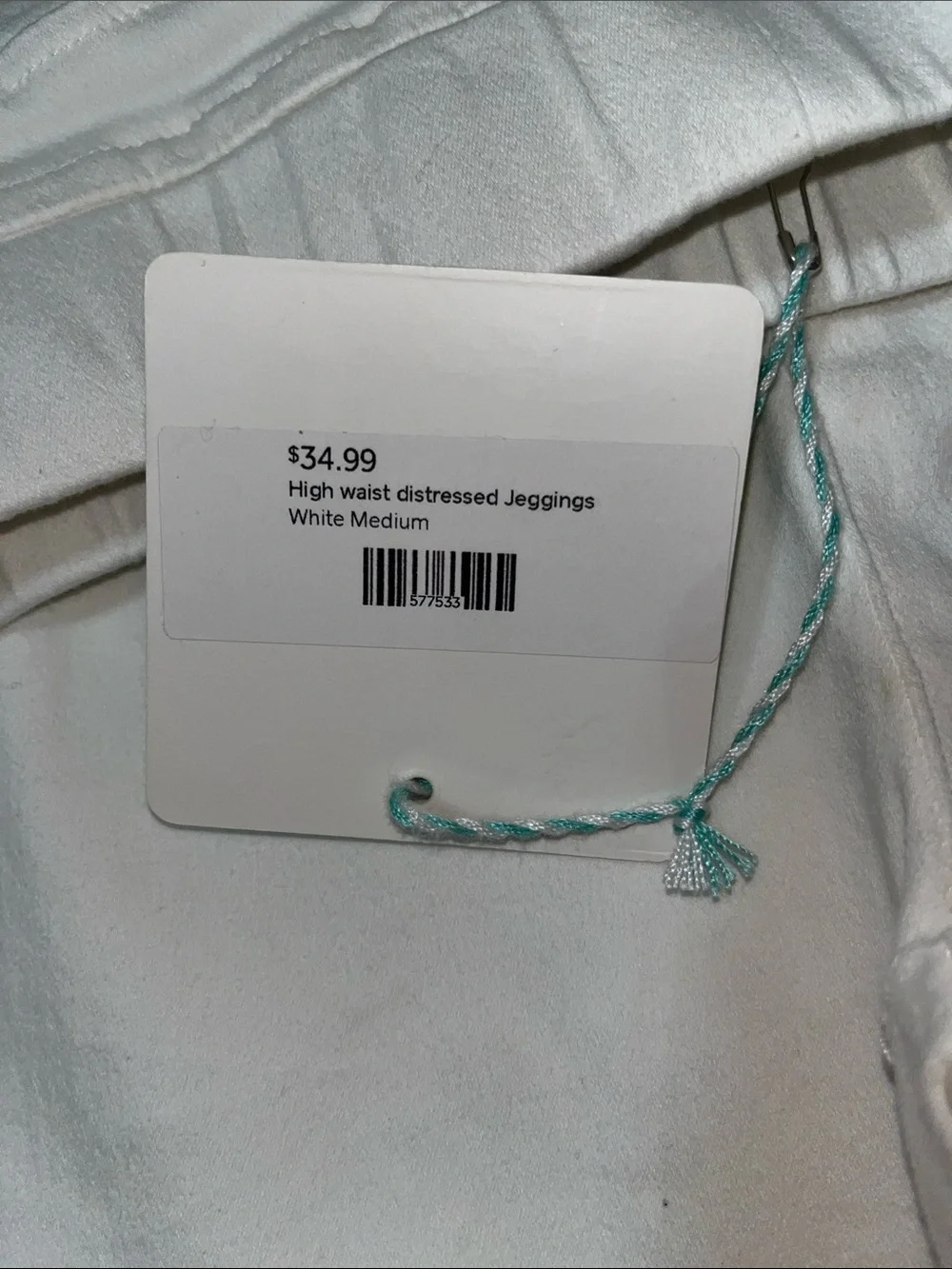 NWT Umgee High Waist White Distressed Jeggings with Front Panel Detailing Medium